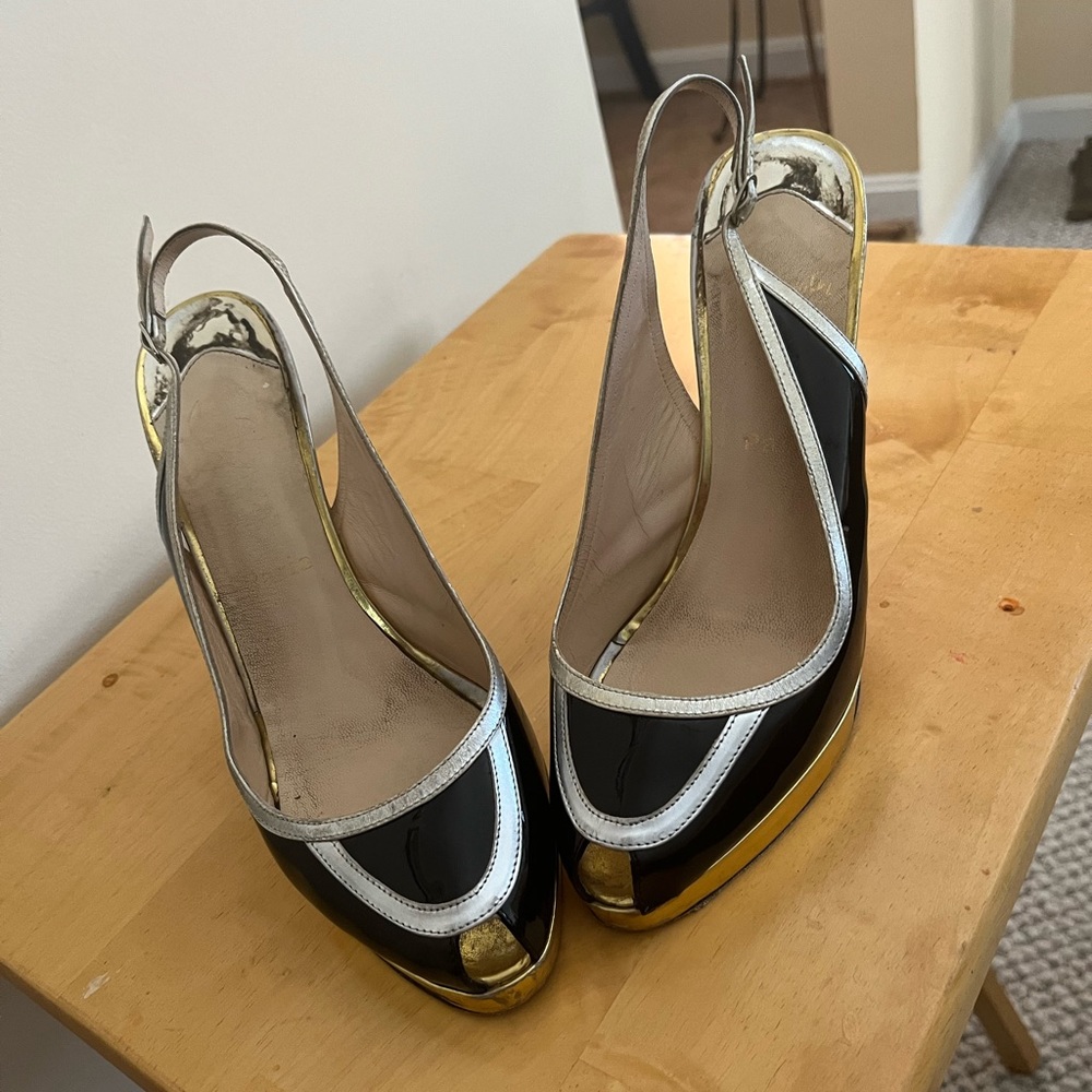 Authentic Christian Louboutin Peep tow sling backs